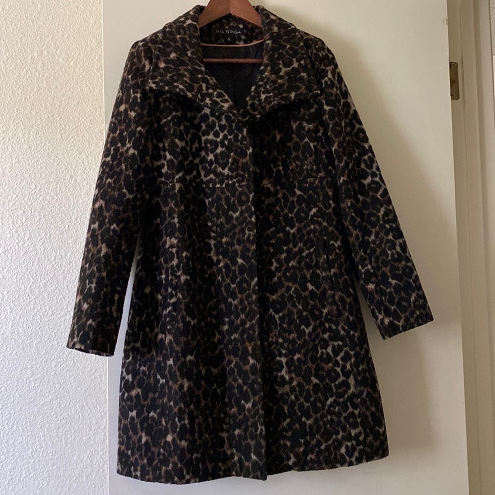 Via Spiga Leopard Wool Coat